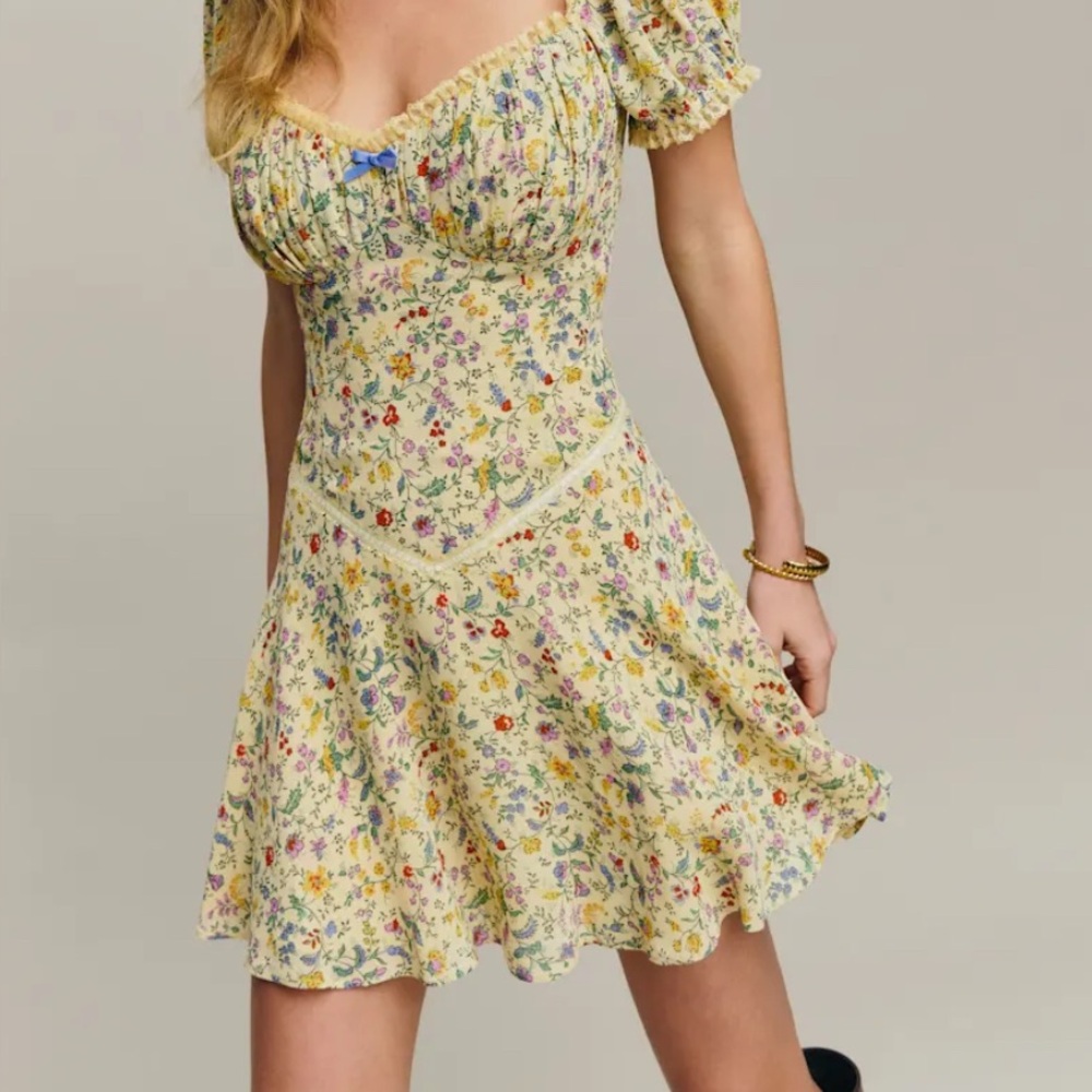 Reformation Cream and Multicolor Floral Dress